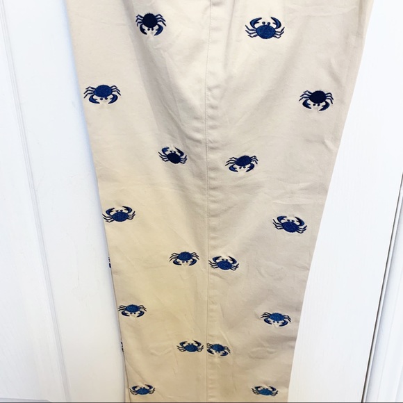 Lily Pulitzer Khaki Chino Capri Crop Pants Embroidered Blue Crabs Size 6 - Picture 5 of 10